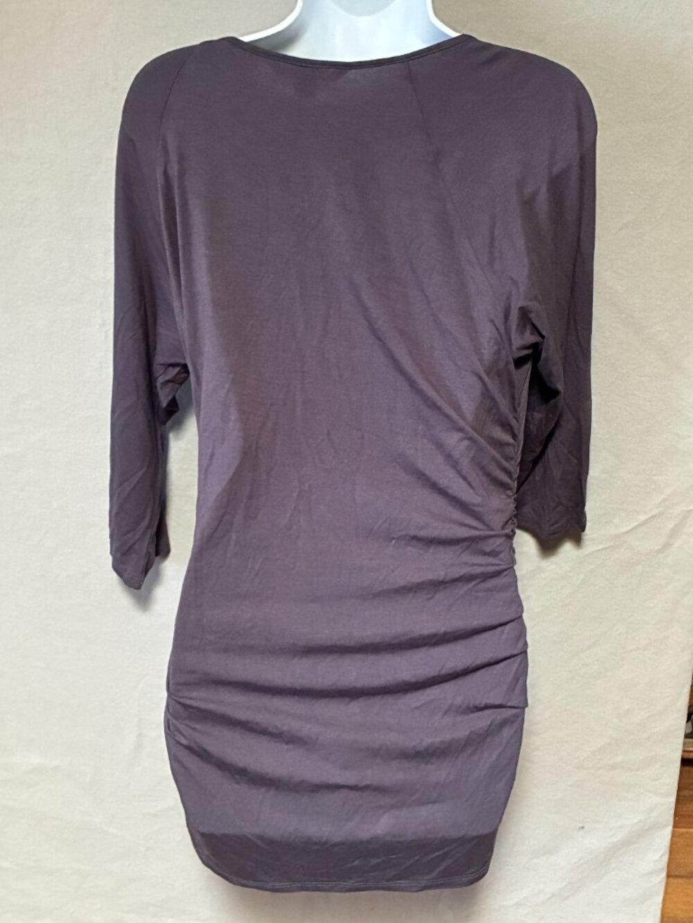 BOSTON PROPER Top Dress Large Gray Beads Ruched Tunic Boho Y2K Whimsigoth Fairy - Picture 4 of 7